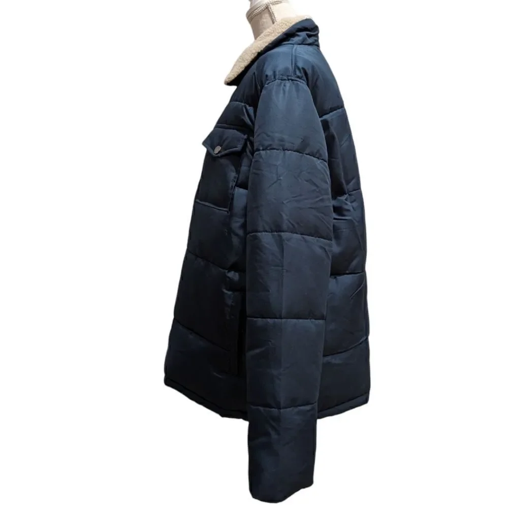 Falcon Hilltop Men's Sherpa Collar Padded Chest Pocket Jacket- Navy Size XL NWT